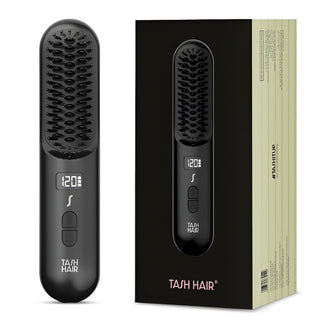 Tash Hair Glide Cordless Hair Straightening Brush | Naturally Straight, Shiny & Frizz-Free Look | 5 Heat Settings, Ceramic Bristles, Portable & Rechargeable Straightener Comb | 1 Year Warranty